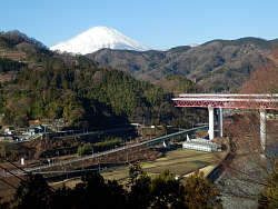 道路から見える富士と東名高速