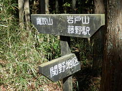 関野地区への分岐標識
