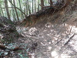深く抉れた道