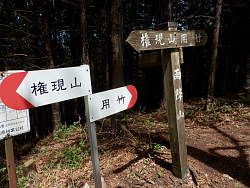 用竹・初戸分岐、唯一の山頂表示あり