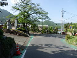 中央道下からの眺め、左が西光寺、右から来る